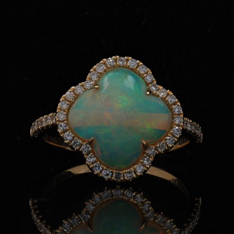 2.03ctw Opal and Diamond Ring Yellow Gold