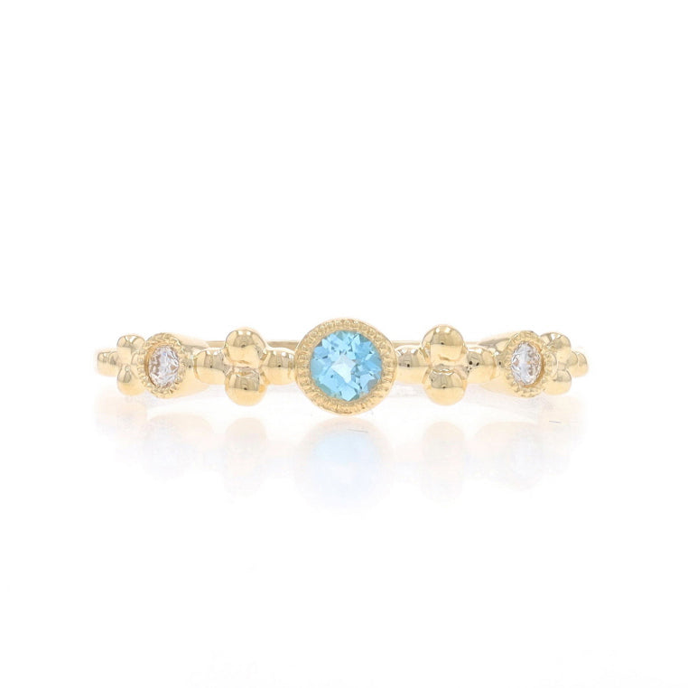 .17ctw Blue Topaz and Diamond Band Yellow Gold
