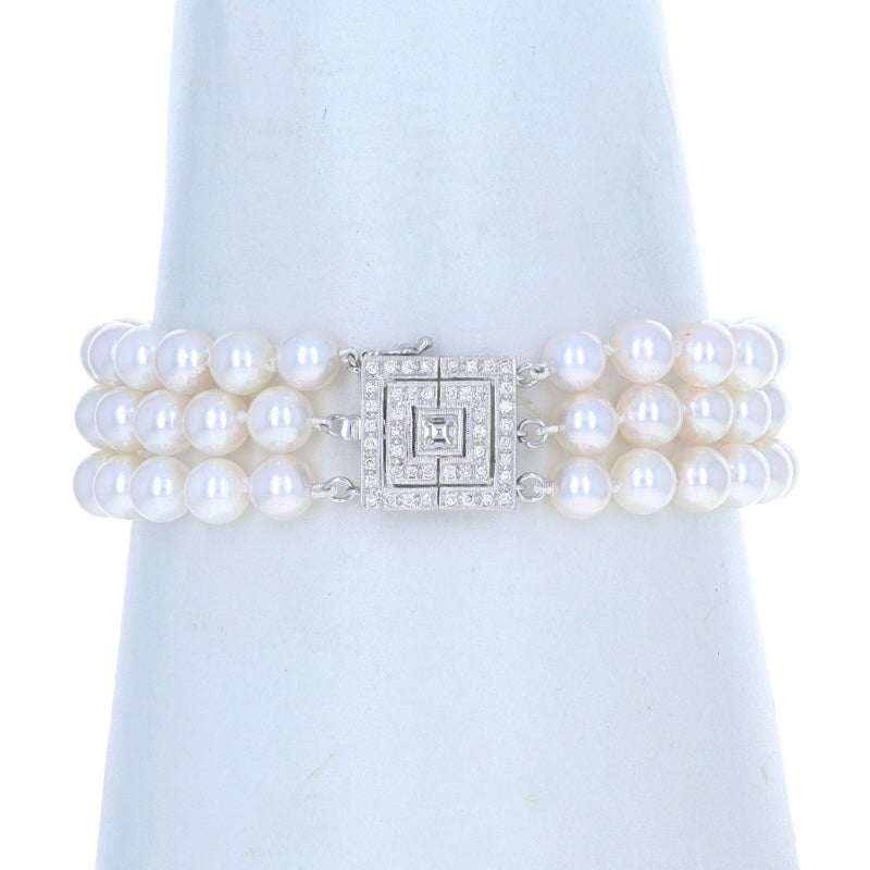 .80ctw Akoya Pearl and Diamond Bracelet White Gold