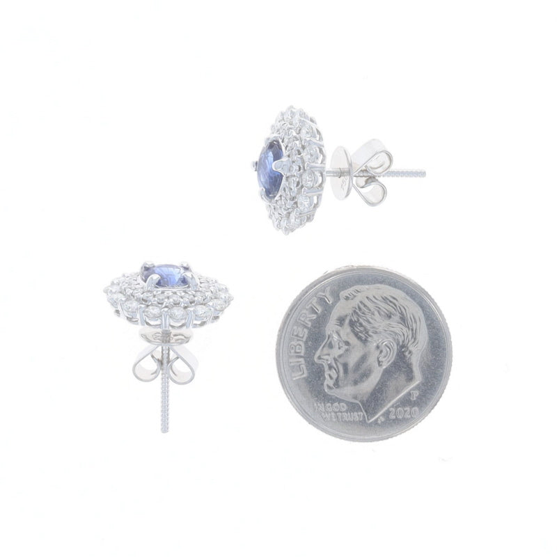 2.08ctw Sapphire and Diamond Earrings White Gold