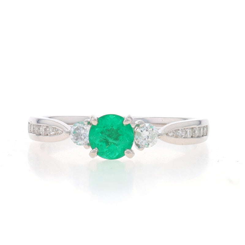 1.12ctw Emerald and Diamond Ring White Gold