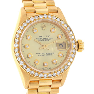 Rolex President 1.10ctw Diamond Ladies Wristwatch 69178 Yellow Gold Automatic