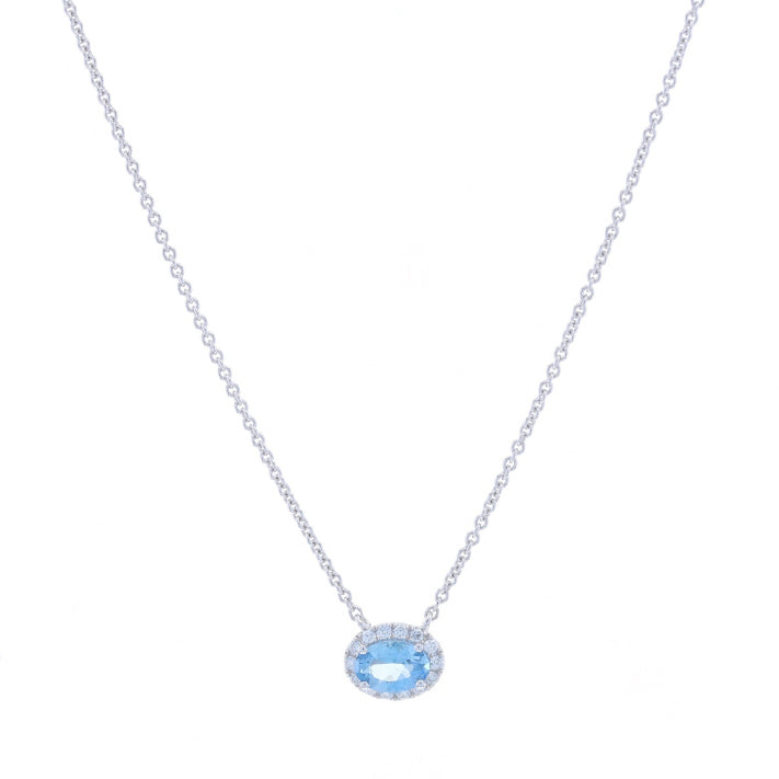 .49ctw Aquamarine and Diamond Pendant Necklace White Gold