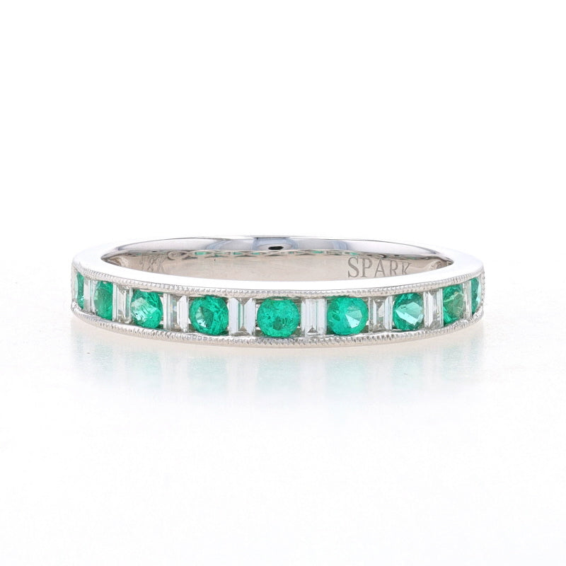 Spark .64ctw Emerald and Diamond Band White Gold