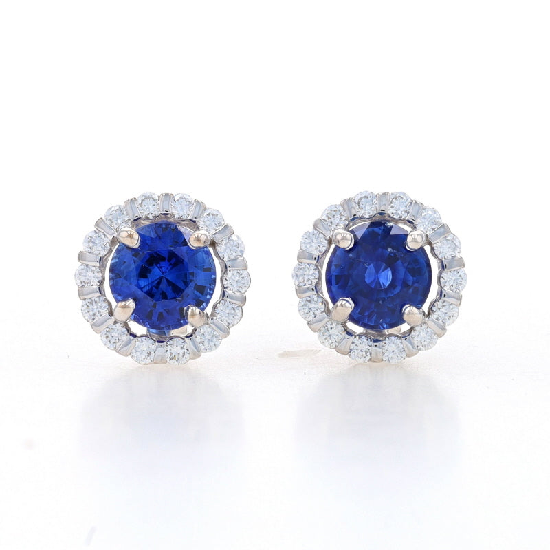 2.44ctw Sapphire and Diamond Earrings White Gold