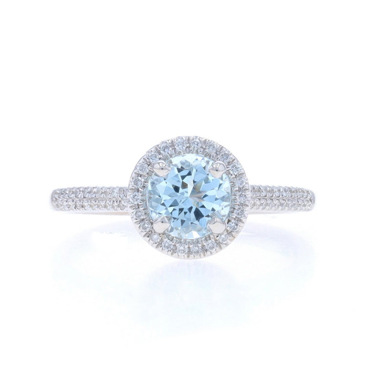 .98ctw Aquamarine and Diamond Ring White Gold