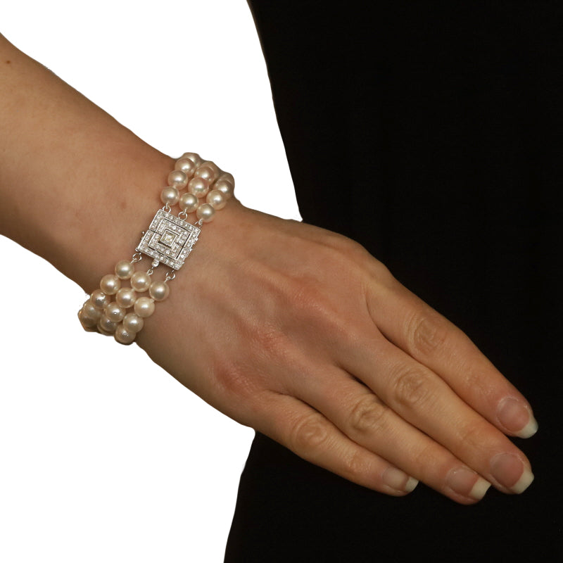 .80ctw Akoya Pearl and Diamond Bracelet White Gold