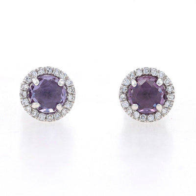 .92ctw Synthetic Alexandrite and Diamond Earrings White Gold