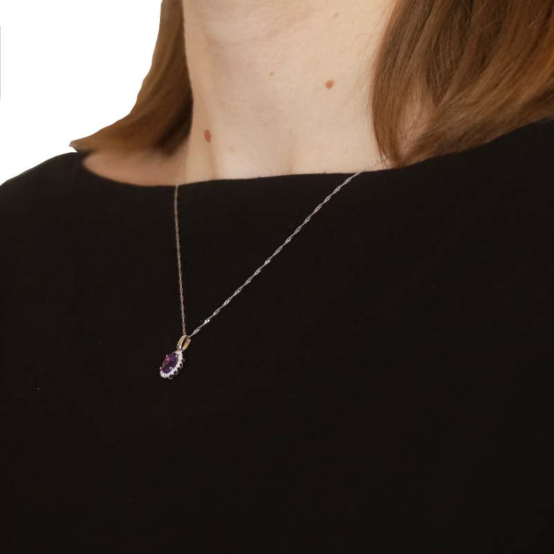 1.00ctw Amethyst and Diamond Pendant Necklace White Gold