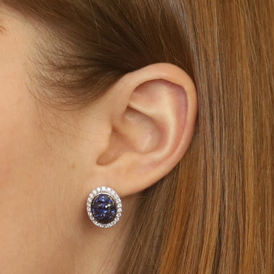 3.54ctw Sapphire and Diamond Earrings White Gold