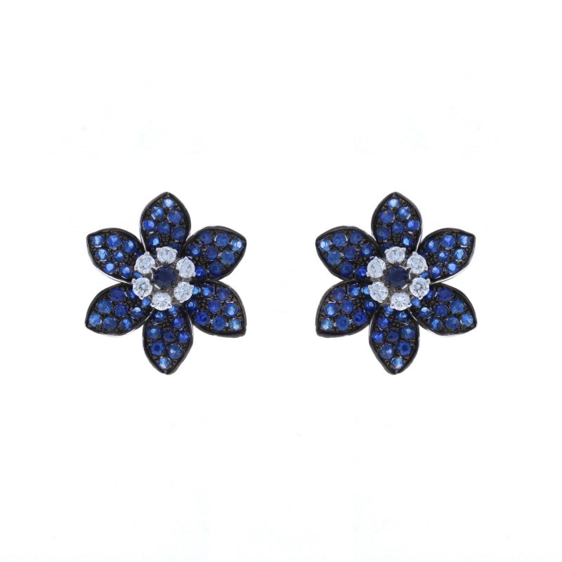 1.36ctw Sapphire and Diamond Earrings White Gold