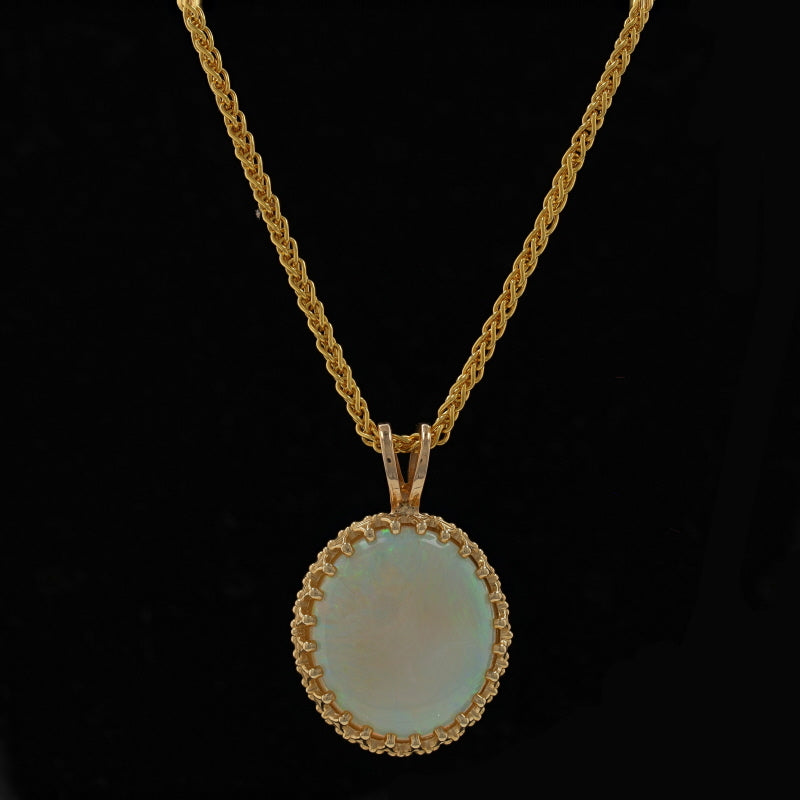6.20ct Opal Pendant Necklace Yellow Gold