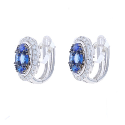 3.54ctw Sapphire and Diamond Earrings White Gold