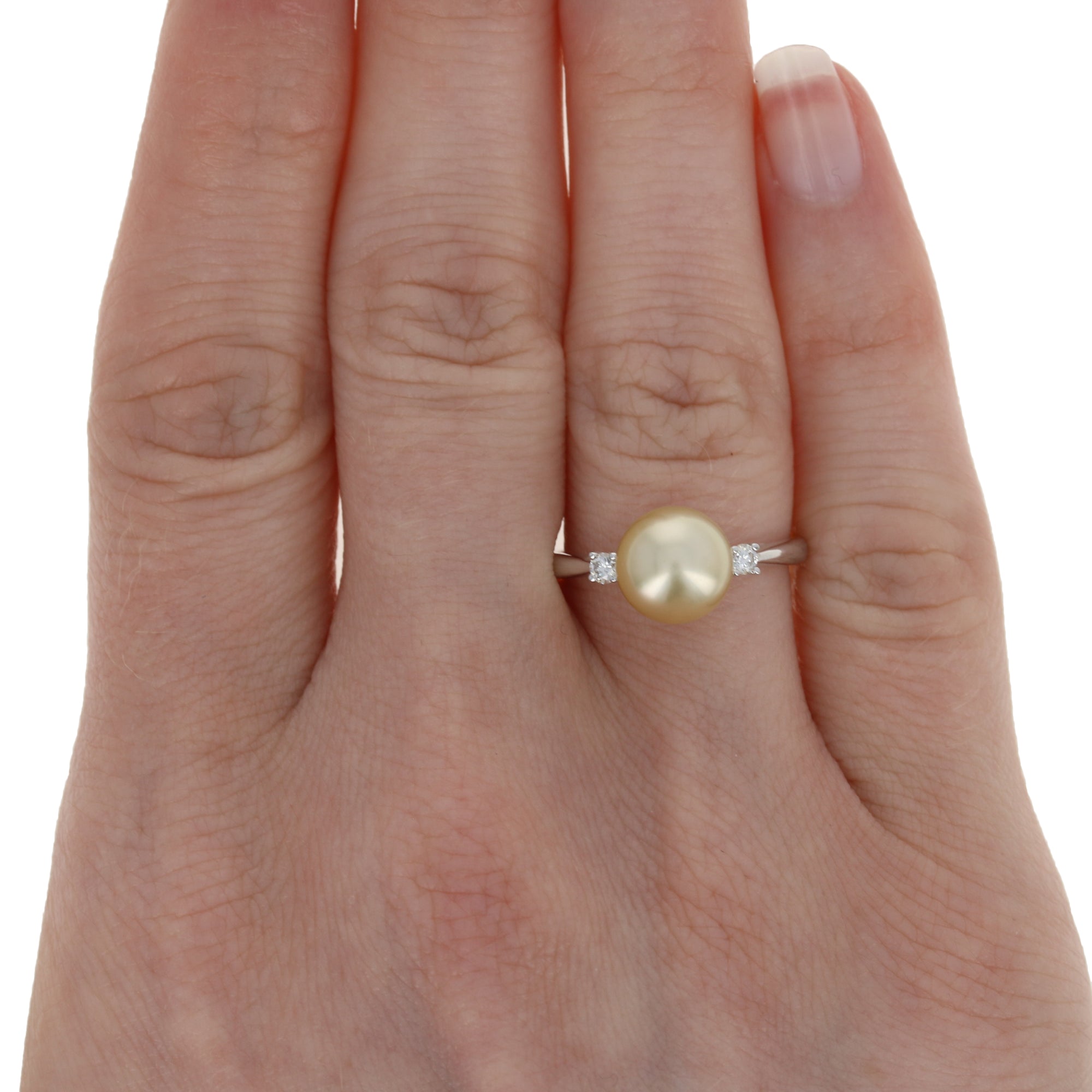 .08ctw Golden South Seas Pearl and Diamond Ring White Gold