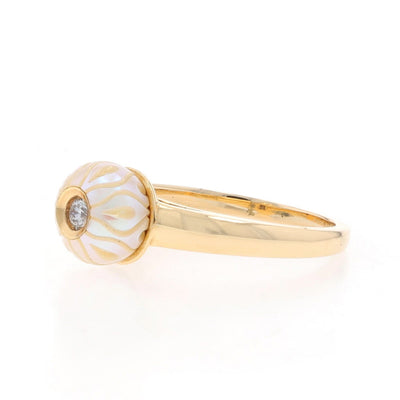 Galatea Pearl and Diamond Ring Yellow Gold
