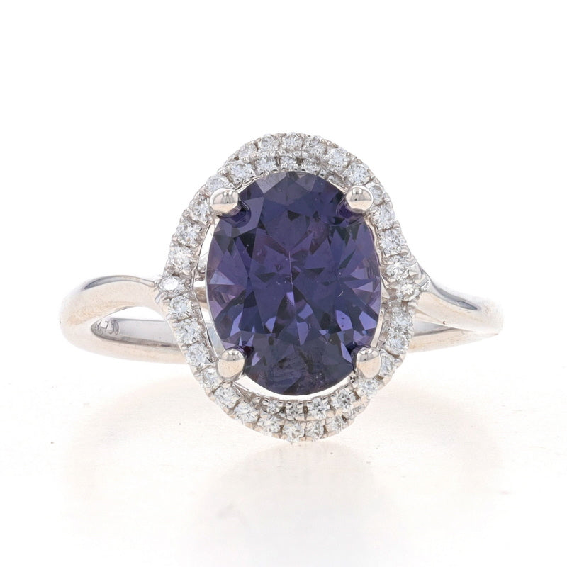3.04ctw Color Change Sapphire and Diamond Ring White Gold