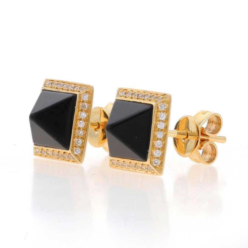 .16ctw Onyx and Diamond Earrings Yellow Gold