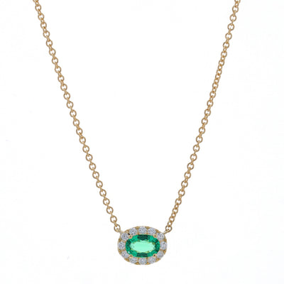.61ctw Emerald and Diamond Pendant Necklace Yellow Gold