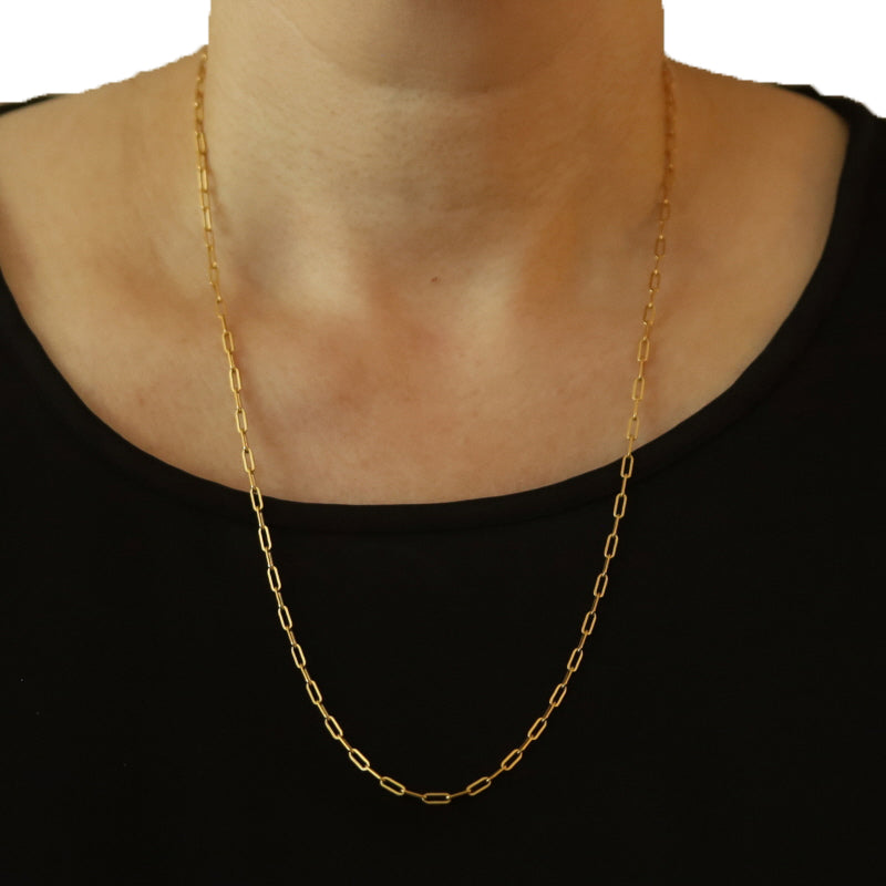 Paperclip Chain Necklace Yellow Gold