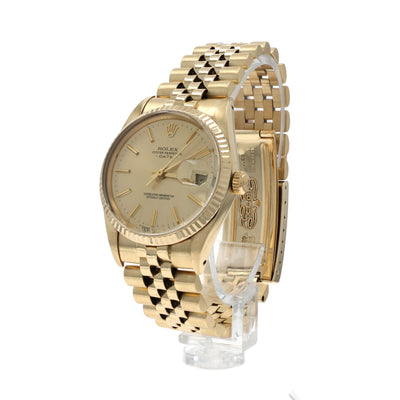 Rolex Oyster Perpetual Date Mens Watch 15037 Yellow Gold Automatic