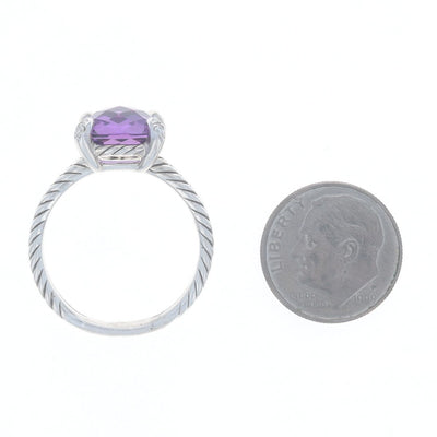 David Yurman Chatelaine Amethyst and Diamond Ring Sterling Silver