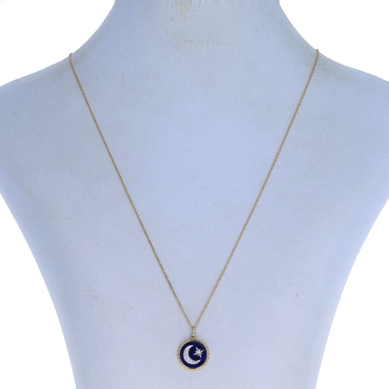 Lapis Lazuli and Diamond Pendant Necklace Yellow Gold