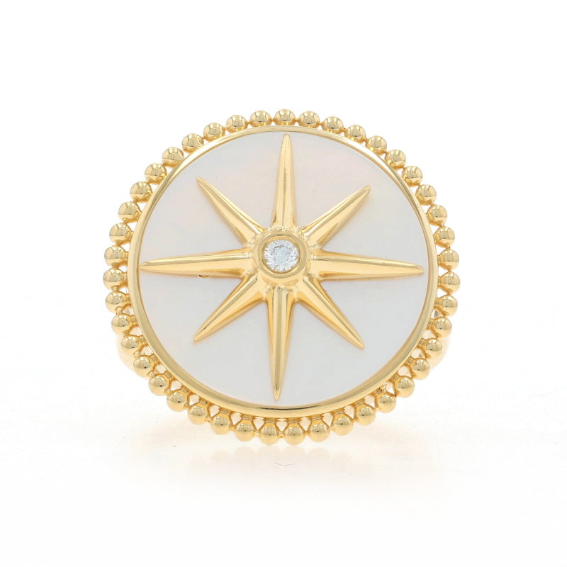 Mother of Pearl and Diamond Ring Yellow Gold