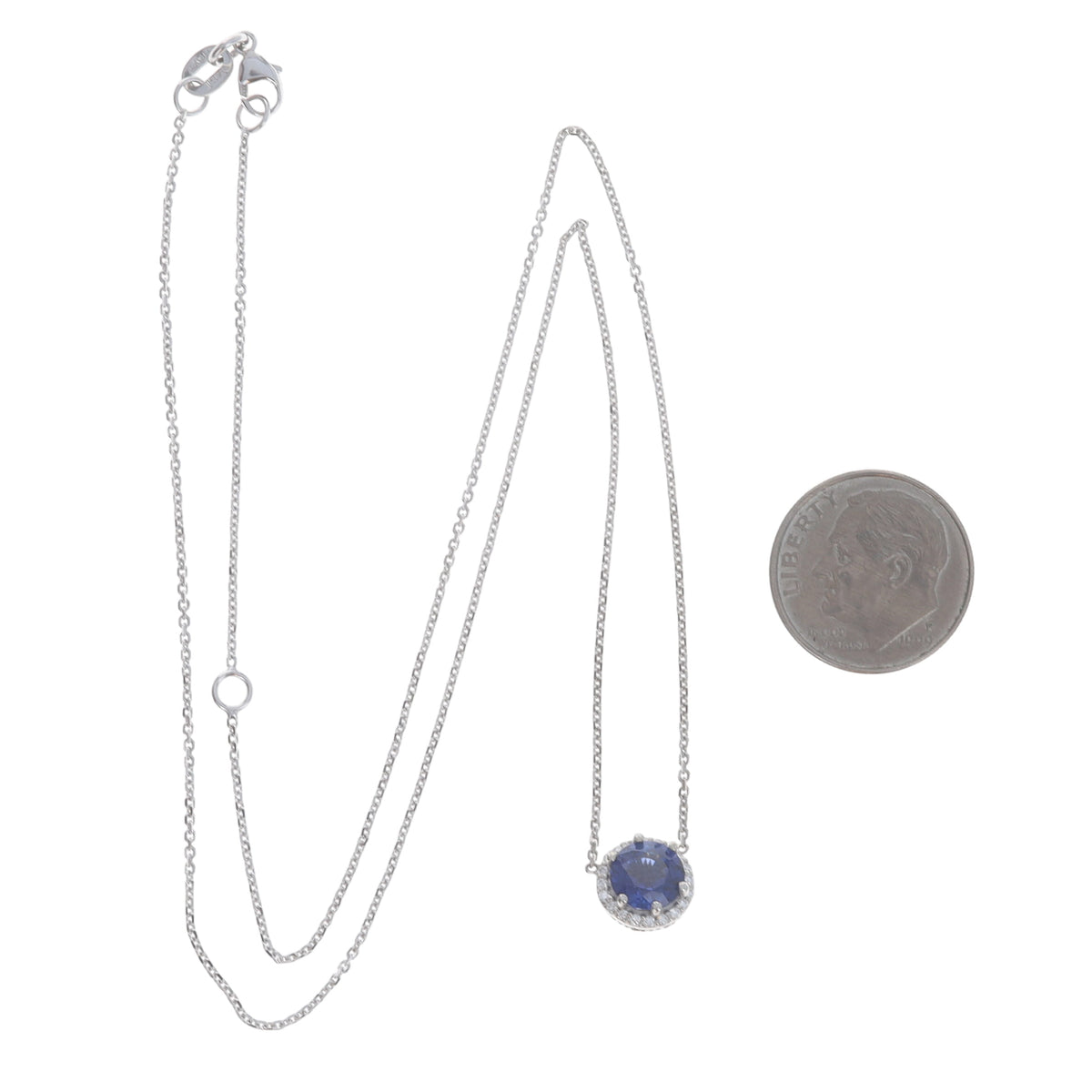 1.40ctw Sapphire and Diamond Pendant Necklace White Gold