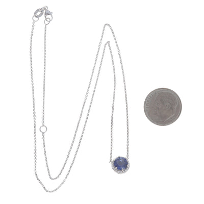 1.40ctw Sapphire and Diamond Pendant Necklace White Gold