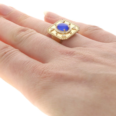 Doves Justinian 1.64 Lapis & Quartz Doublet and Diamond Yellow Gold
