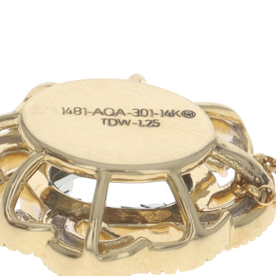 1.25ctw Aquamarine and Diamond Pendant Necklace Yellow Gold