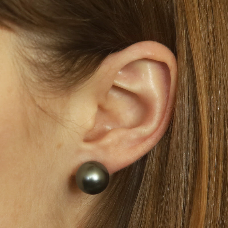 Cultured Tahitian Pearl Earrings White Gold