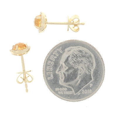 .48ctw Citrine and Diamond Earrings Yellow Gold