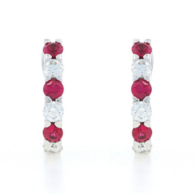 1.05ctw Ruby and Diamond Earrings White Gold