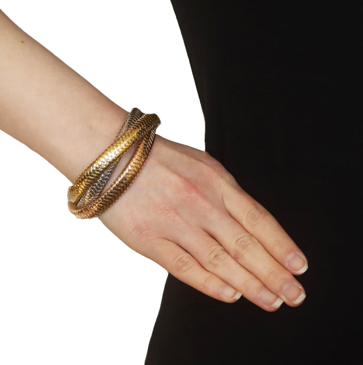 Roberto Coin Tri Color Interlocking Synthetic Ruby Bracelet Yellow Gold