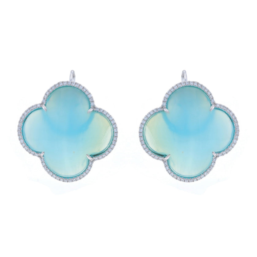 .65ctw Chalcedony and Diamond Earrings White Gold