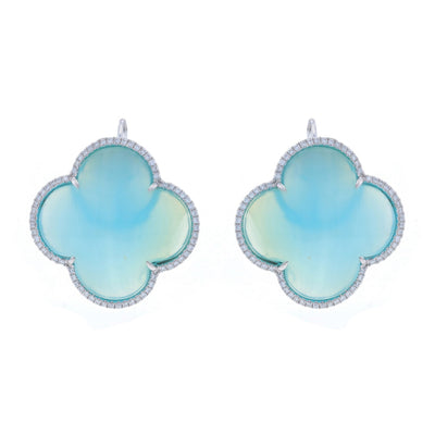 .65ctw Chalcedony and Diamond Earrings White Gold