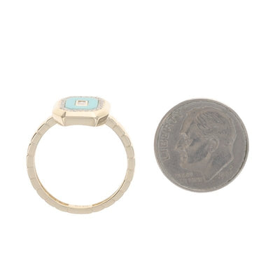 .24ctw Turquoise and Diamond Women's Ring Yellow Gold