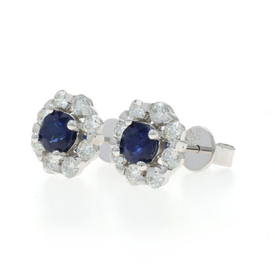 1.26ctw Sapphire and Diamond Earrings White Gold