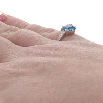 1.89ctw Blue Topaz and Diamond Ring White Gold