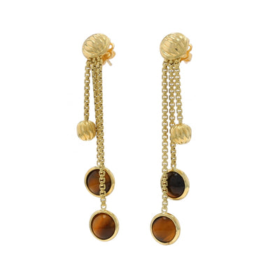 David Yurman Tiger's Eye Earrings Yellow Gold