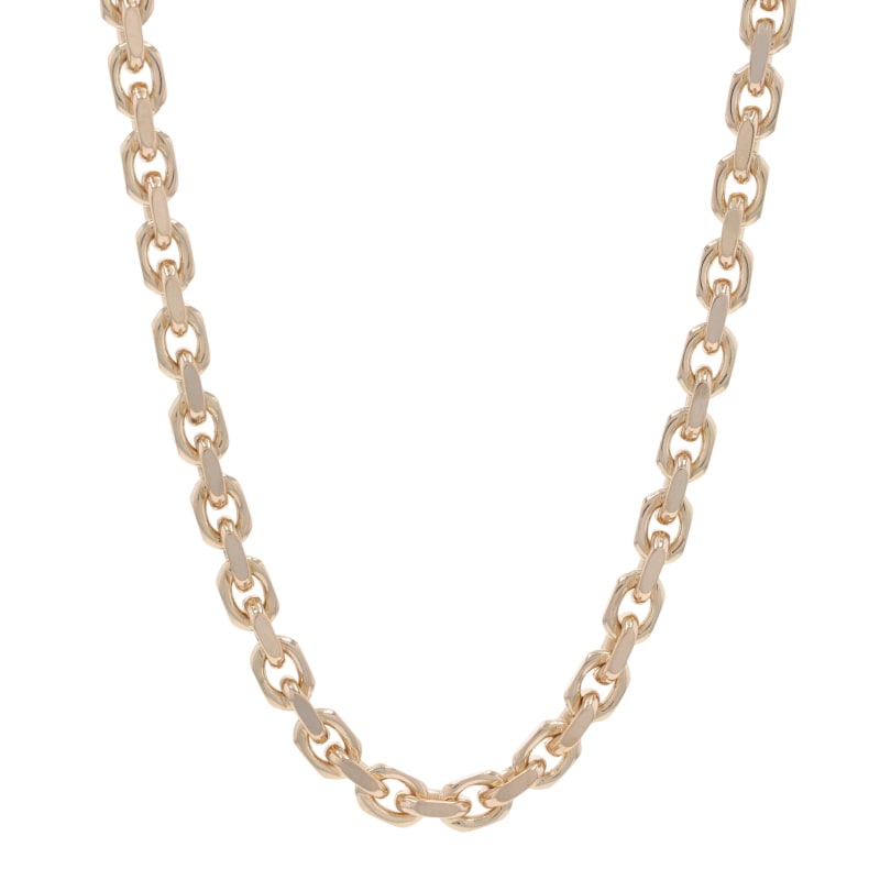 Men's Diamond Cut Cable Chain Necklace Rose Gold