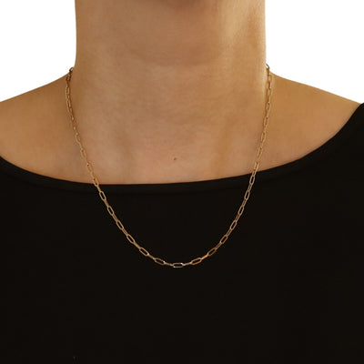 Paperclip Chain Necklace Yellow Gold