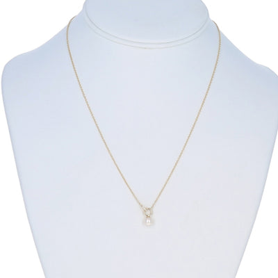 Cultured Pearl and Diamond Pendant Necklace Yellow Gold