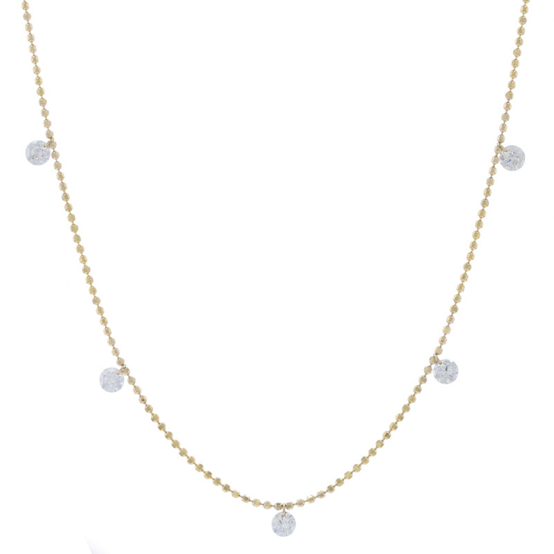.50ctw Diamond Diamond Cut Bead Necklace Yellow Gold