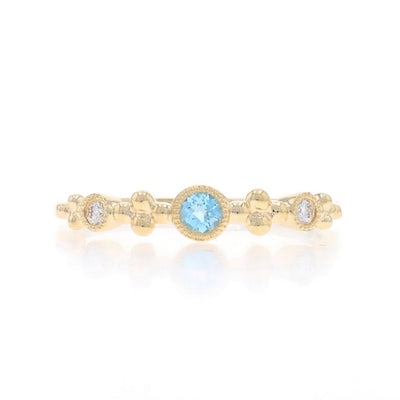 .17ctw Blue Topaz and Diamond Band Yellow Gold