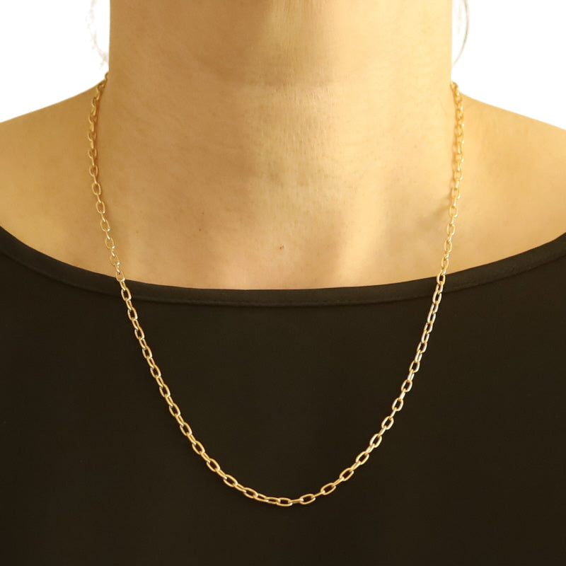 Mini Paperclip Cable Chain Necklace Yellow Gold