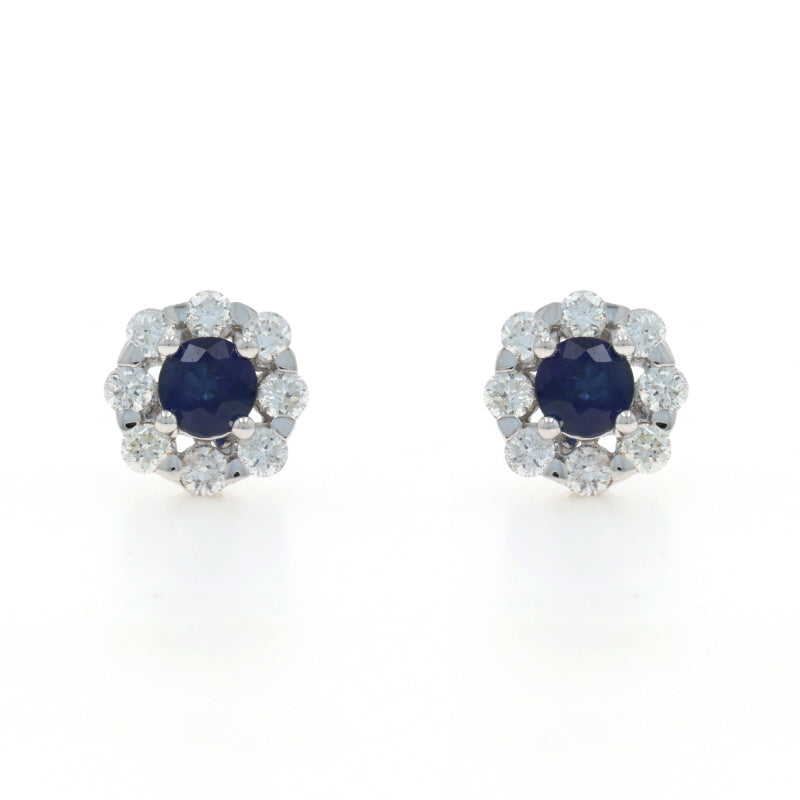 1.26ctw Sapphire and Diamond Earrings White Gold