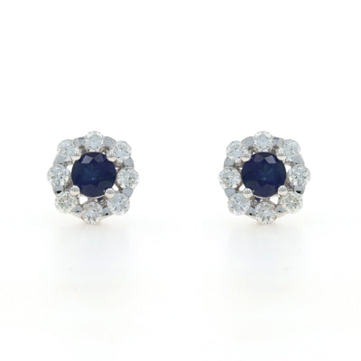 1.26ctw Sapphire and Diamond Earrings White Gold