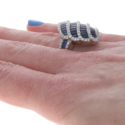 8.39ctw Sapphire and Diamond Women's Ring White Gold